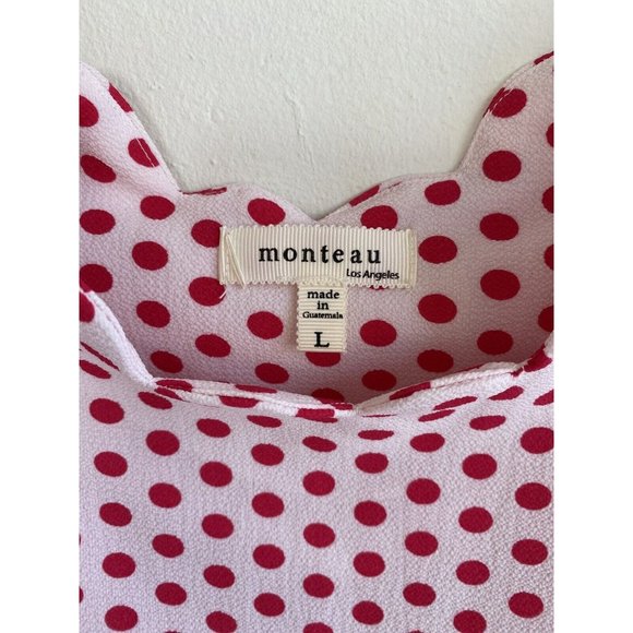 COPY - Monteau Women's Cold Shoulder Polka Dot Blouse Top Large White Red Flowy… - Picture 4 of 8